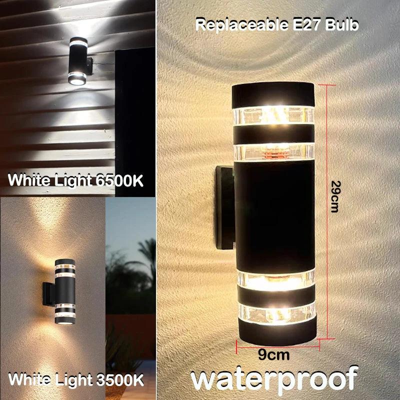 Moderní venkovní LED nástěnné svítidlo IP65 – oboustranný design Up & Down s paticí E27