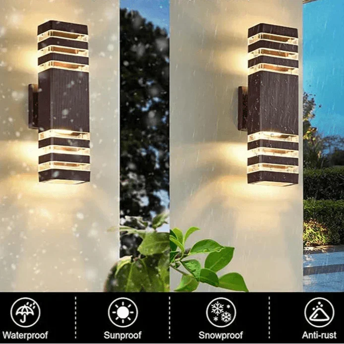 Moderní venkovní LED nástěnné svítidlo IP65 – oboustranný design Up & Down s paticí E27
