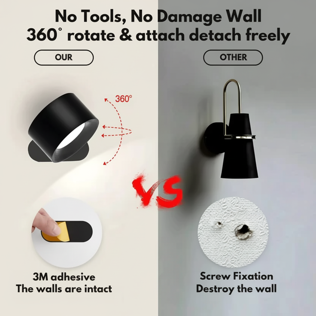 Nastavitelná magnetická LED nástěnná lampa Dobíjecí