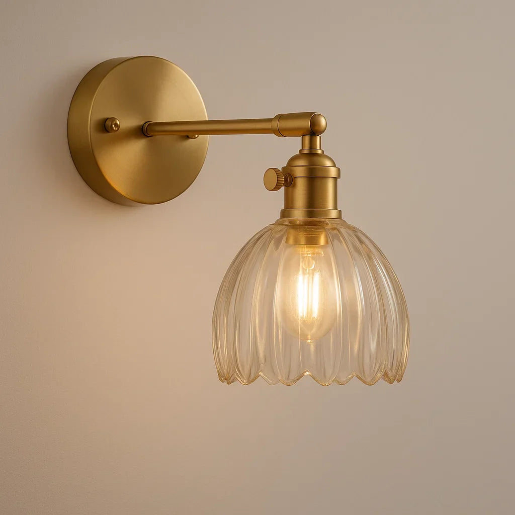Nástěnné retro svítidlo | Skleněný design ve tvaru tulipánu | Elegantní osvětlení