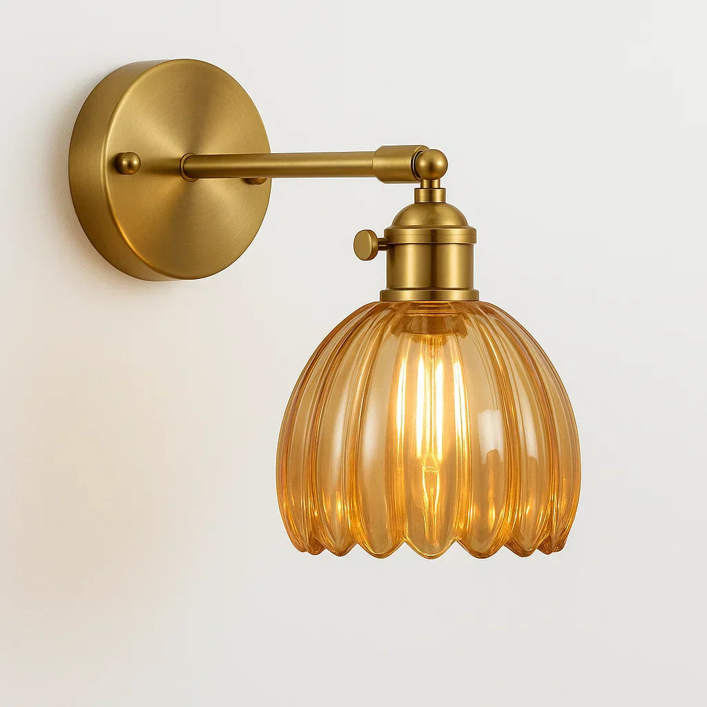 Nástěnné retro svítidlo | Skleněný design ve tvaru tulipánu | Elegantní osvětlení