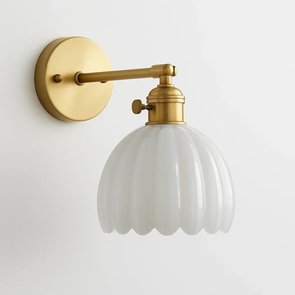 Nástěnné retro svítidlo | Skleněný design ve tvaru tulipánu | Elegantní osvětlení