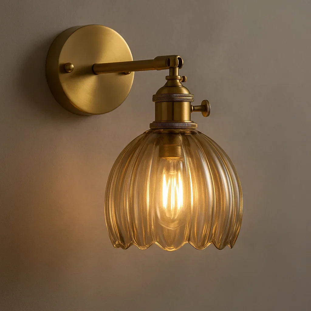 Nástěnné retro svítidlo | Skleněný design ve tvaru tulipánu | Elegantní osvětlení