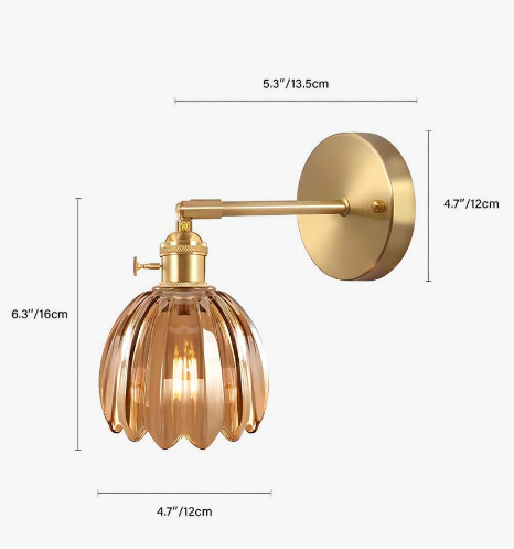 Nástěnné retro svítidlo | Skleněný design ve tvaru tulipánu | Elegantní osvětlení