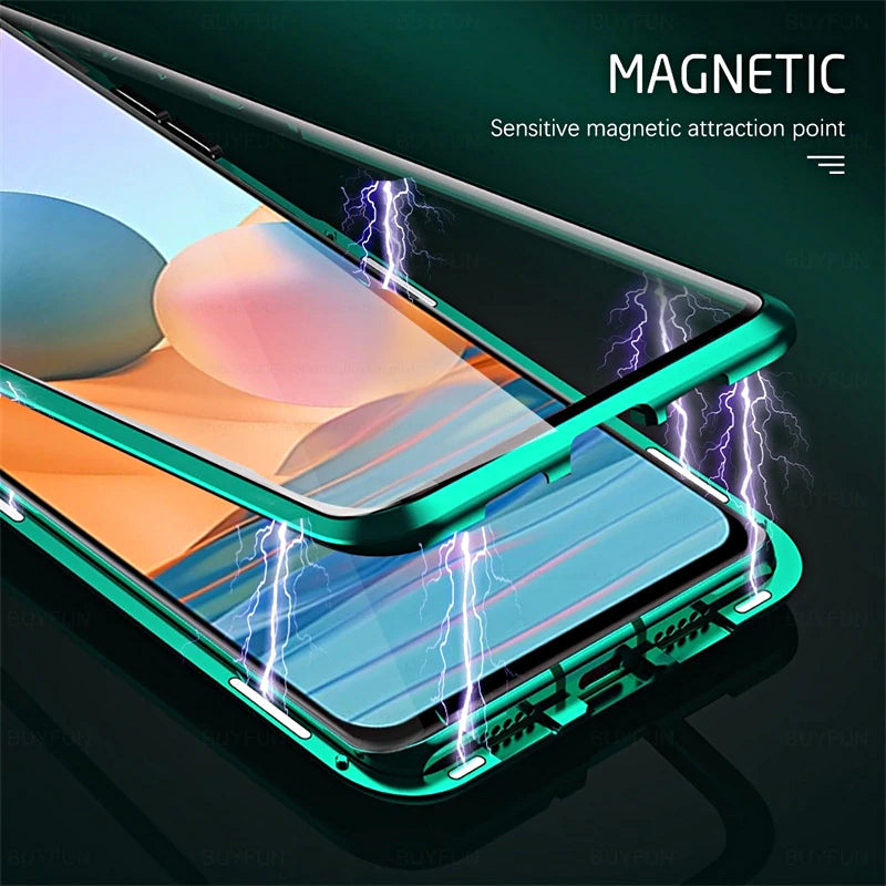 Oboustranný magnetický obal na telefon z tvrzeného skla pro