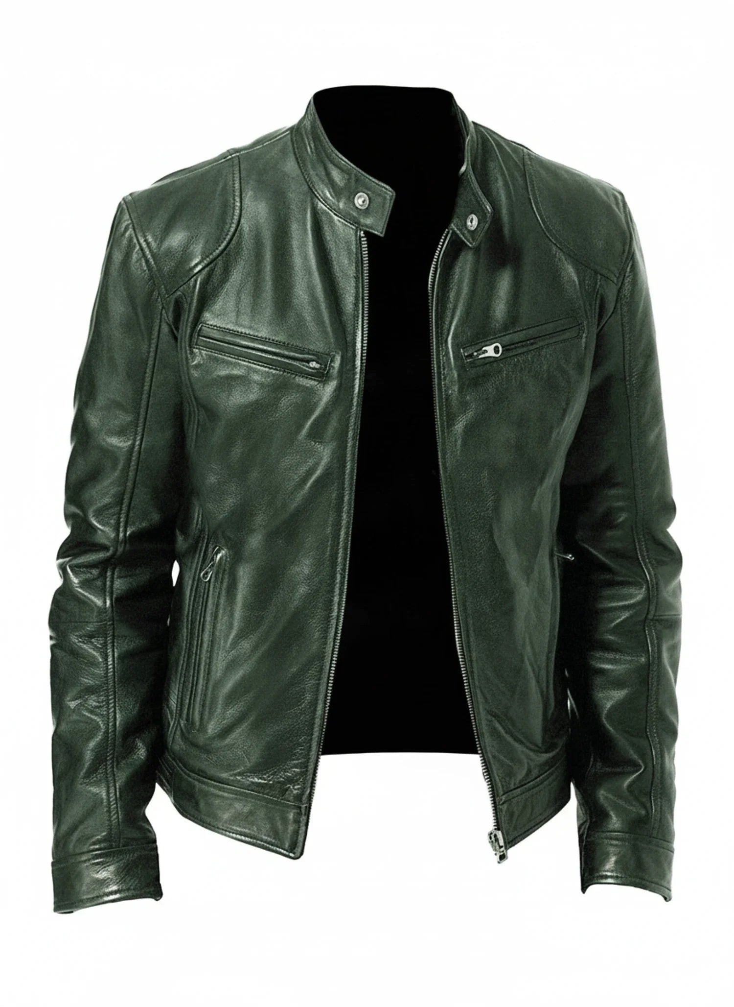 Pánská motorkářská bunda v koženém vzhledu Slim Fit