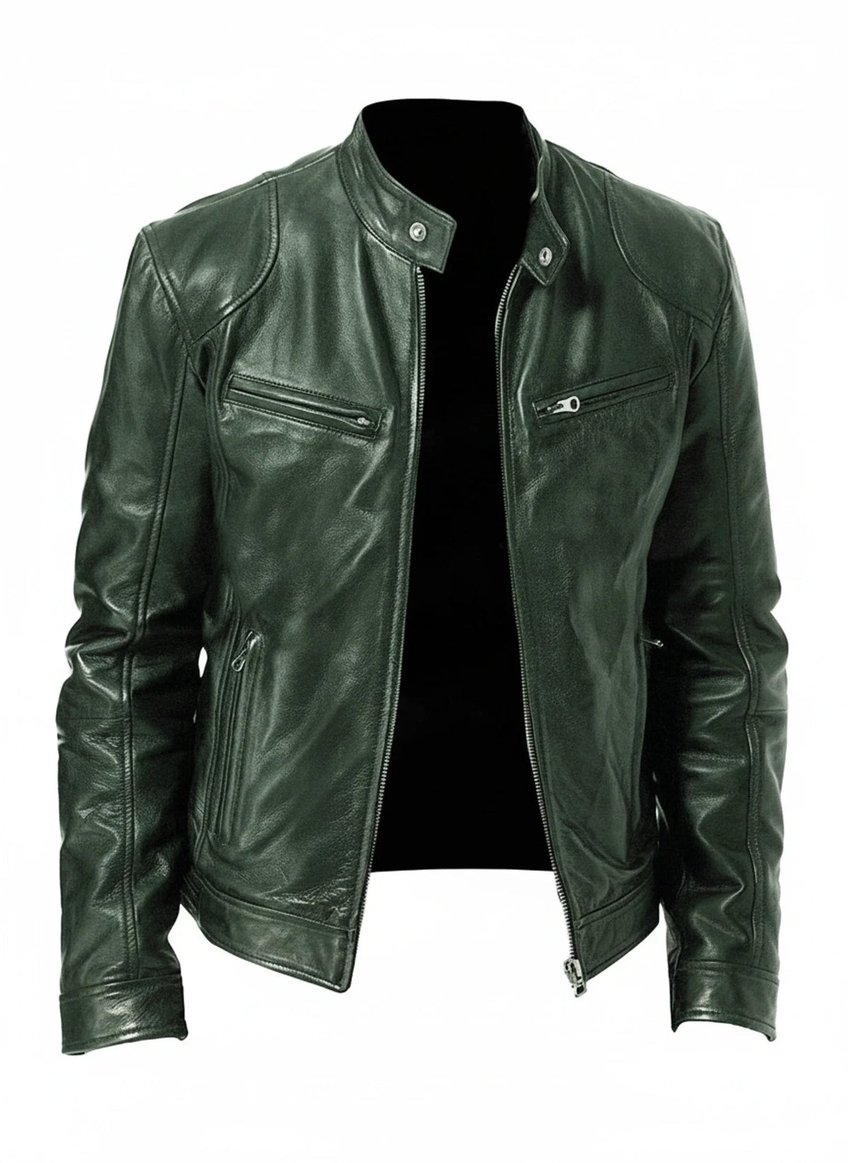 Pánská motorkářská bunda v koženém vzhledu Slim Fit