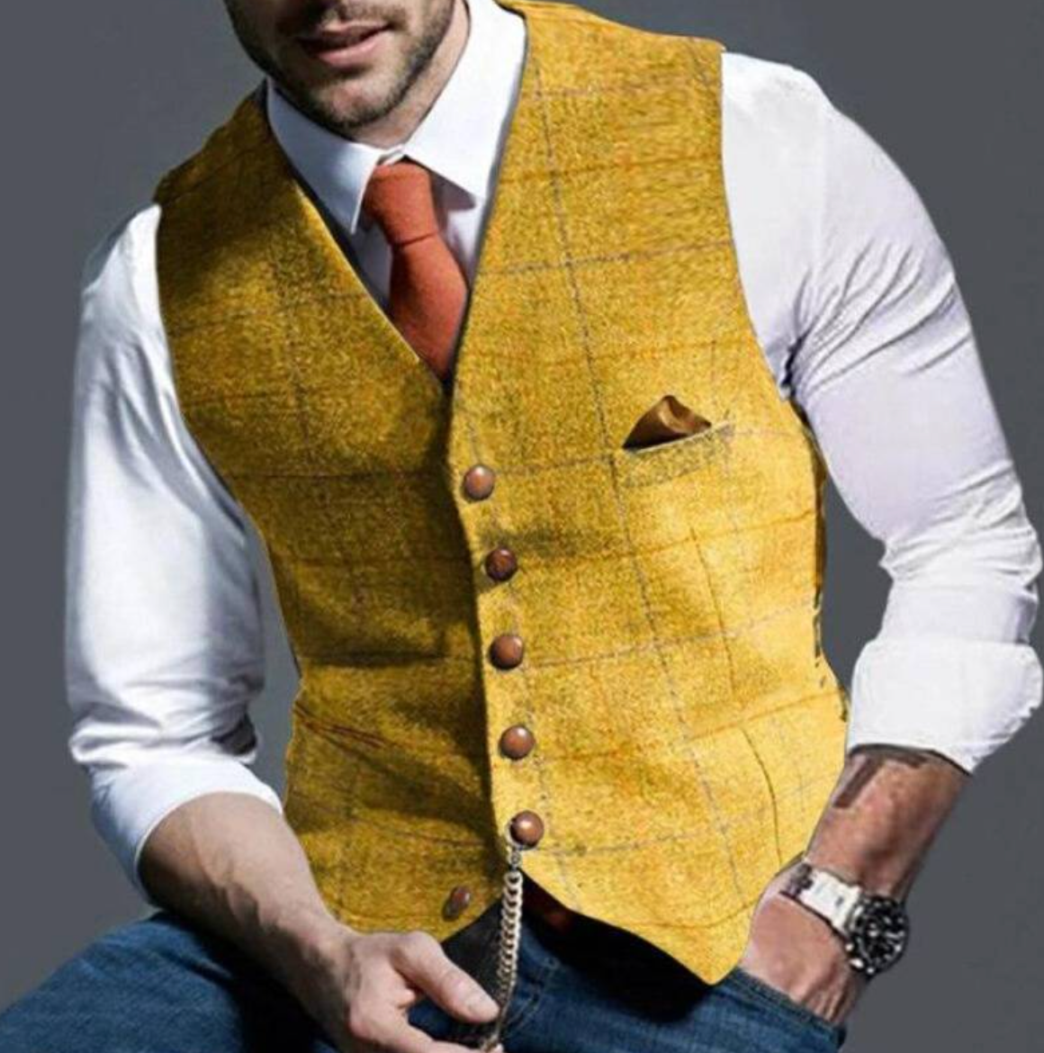 Pánská společenská vestička slim-fit