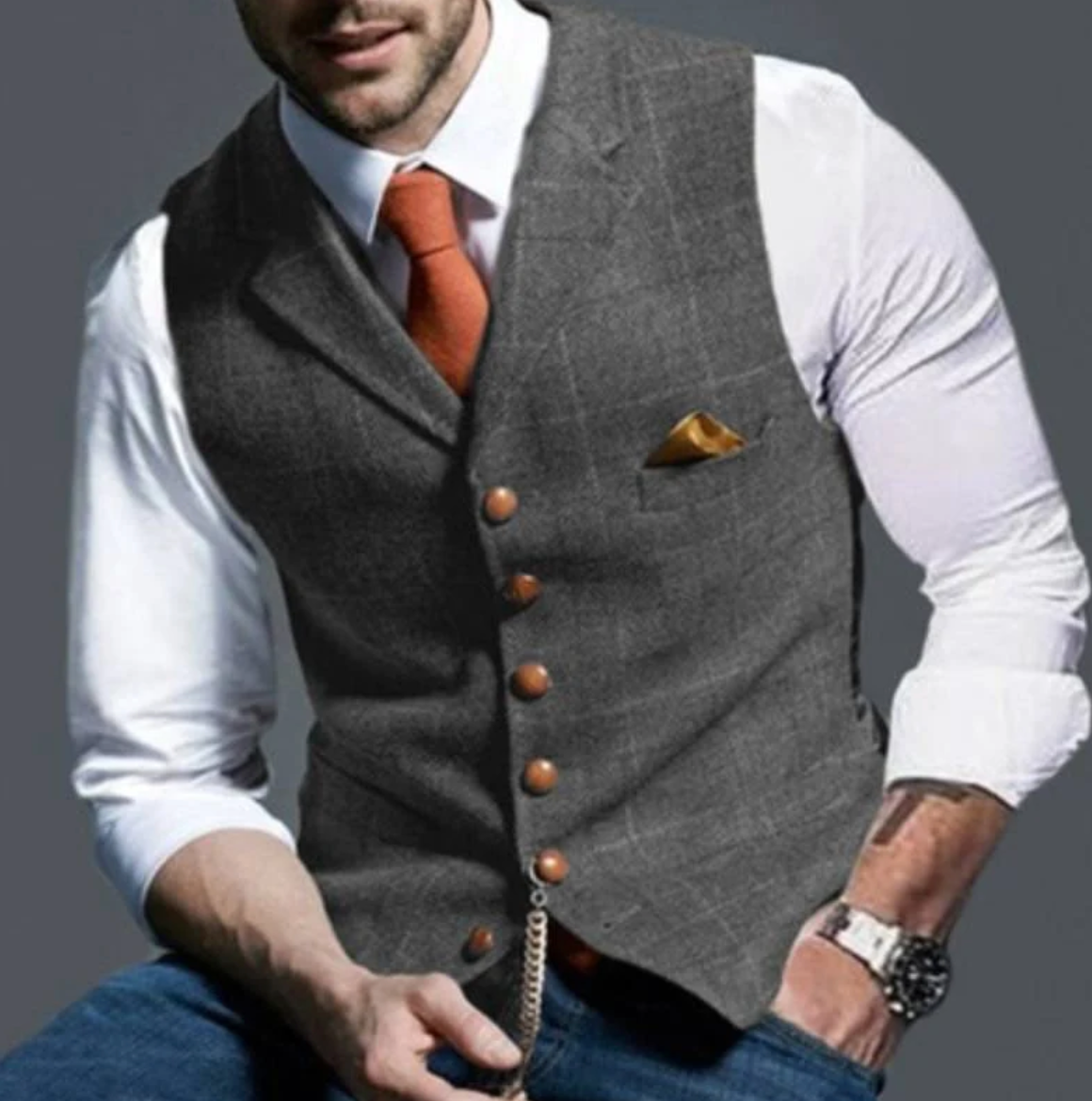 Pánská společenská vestička slim-fit