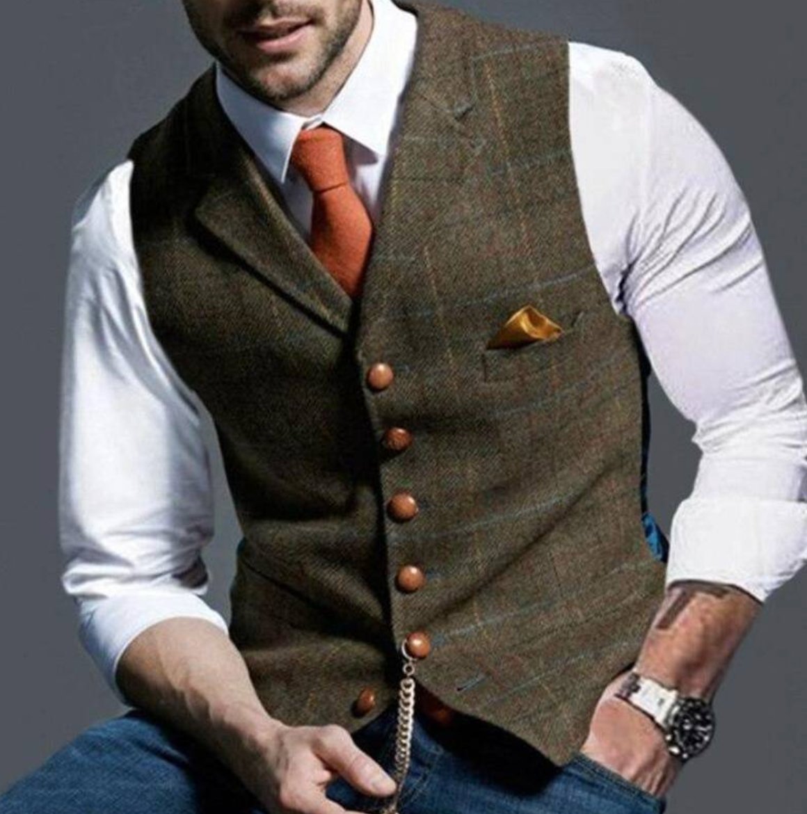 Pánská společenská vestička slim-fit