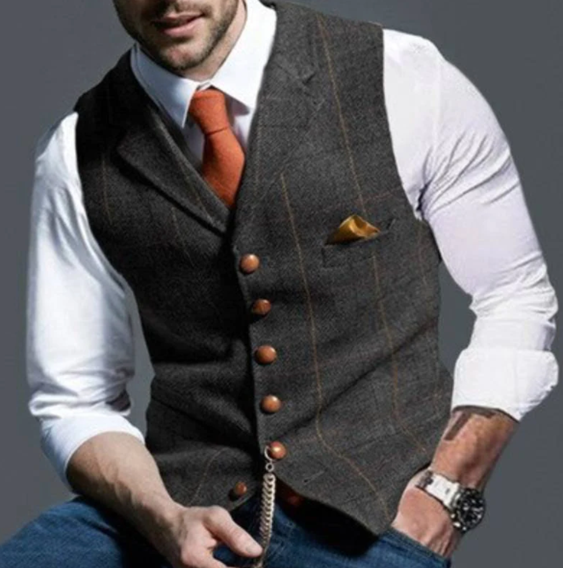 Pánská společenská vestička slim-fit