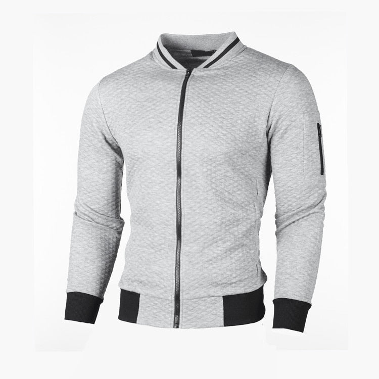 Pánská sportovní mikina na zip s mřížkovaným vzorem v střihu Slim Fit