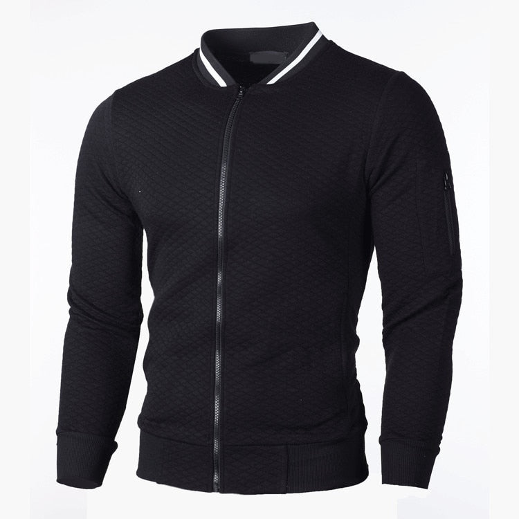 Pánská sportovní mikina na zip s mřížkovaným vzorem v střihu Slim Fit