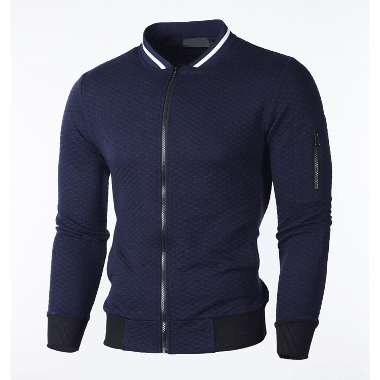 Pánská sportovní mikina na zip s mřížkovaným vzorem v střihu Slim Fit