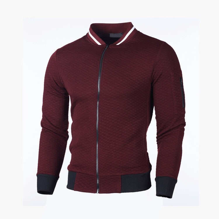 Pánská sportovní mikina na zip s mřížkovaným vzorem v střihu Slim Fit