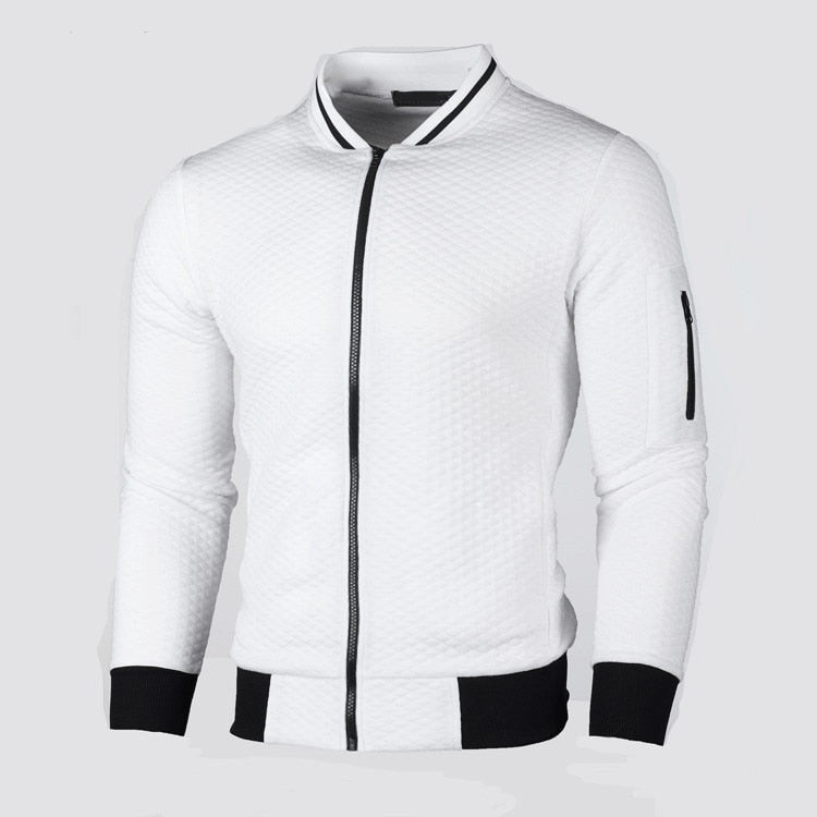 Pánská sportovní mikina na zip s mřížkovaným vzorem v střihu Slim Fit