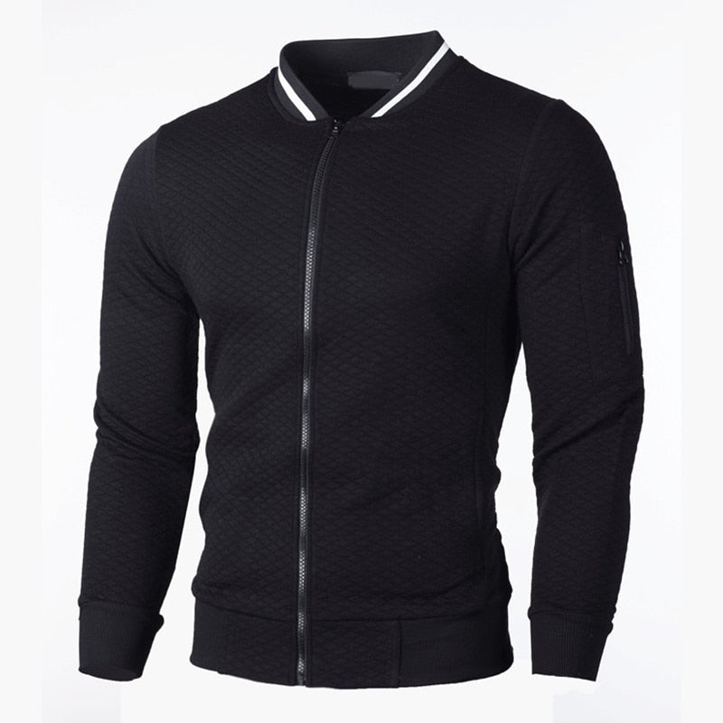 Pánská sportovní mikina na zip s mřížkovaným vzorem v střihu Slim Fit