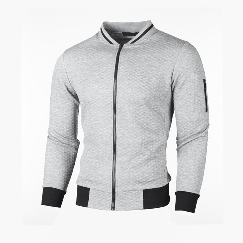 Pánská sportovní mikina na zip s mřížkovaným vzorem v střihu Slim Fit