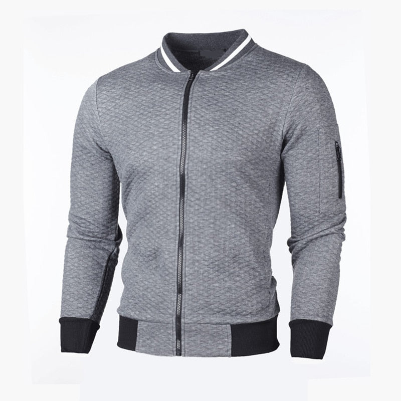Pánská sportovní mikina na zip s mřížkovaným vzorem v střihu Slim Fit