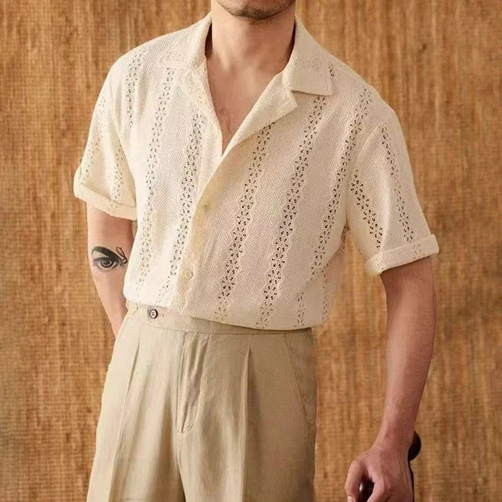 Pánská zapínací košile s otevřeným límcem