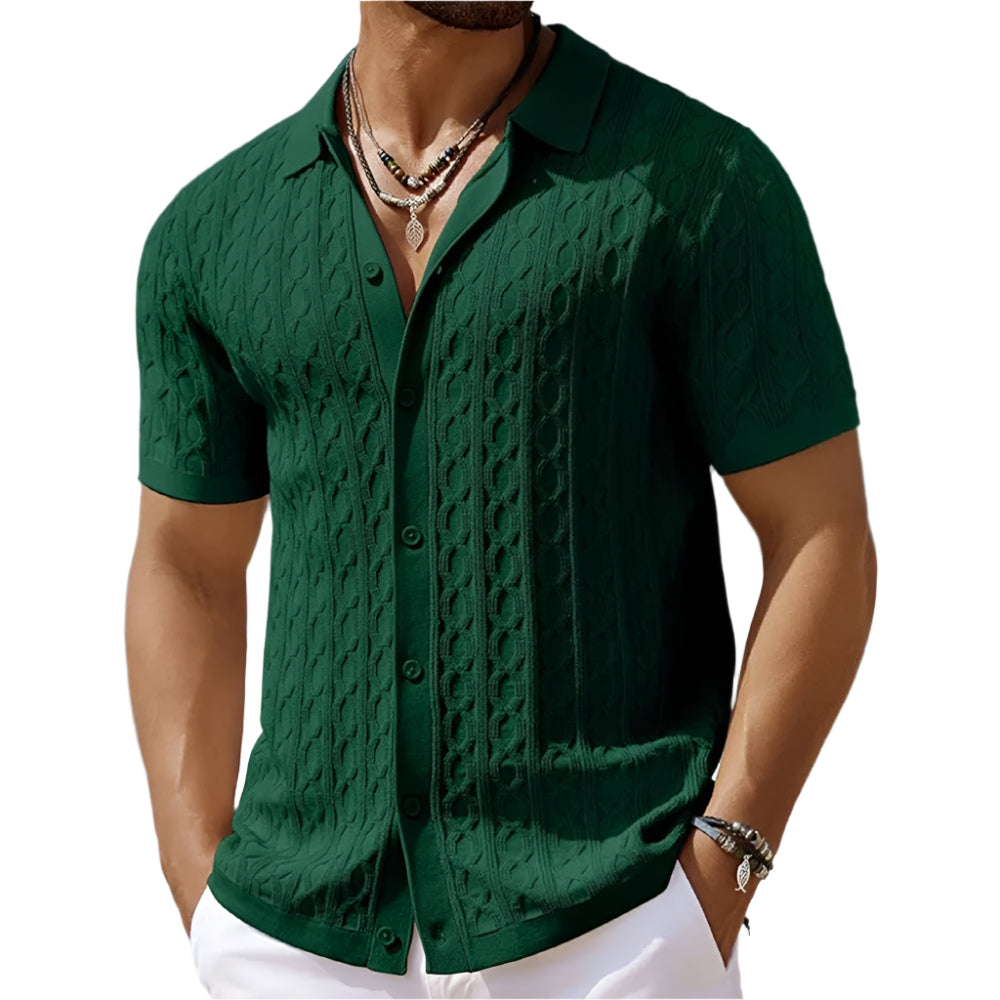 Pánské stylové retro pletené žakárové polo tričko