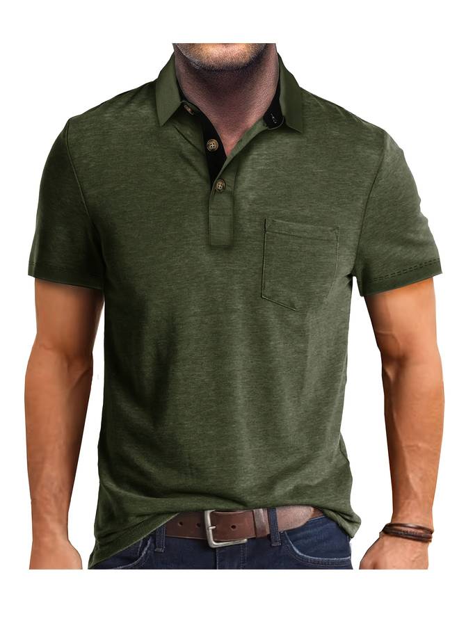 Pánské tričko polo s krátkým rukávem ze směsi bavlny slim fit