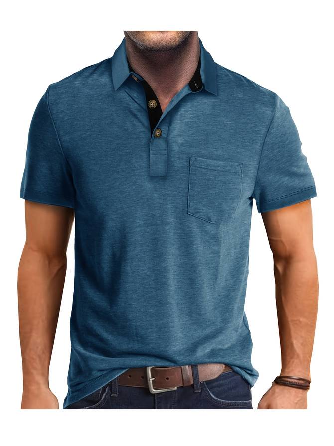 Pánské tričko polo s krátkým rukávem ze směsi bavlny slim fit
