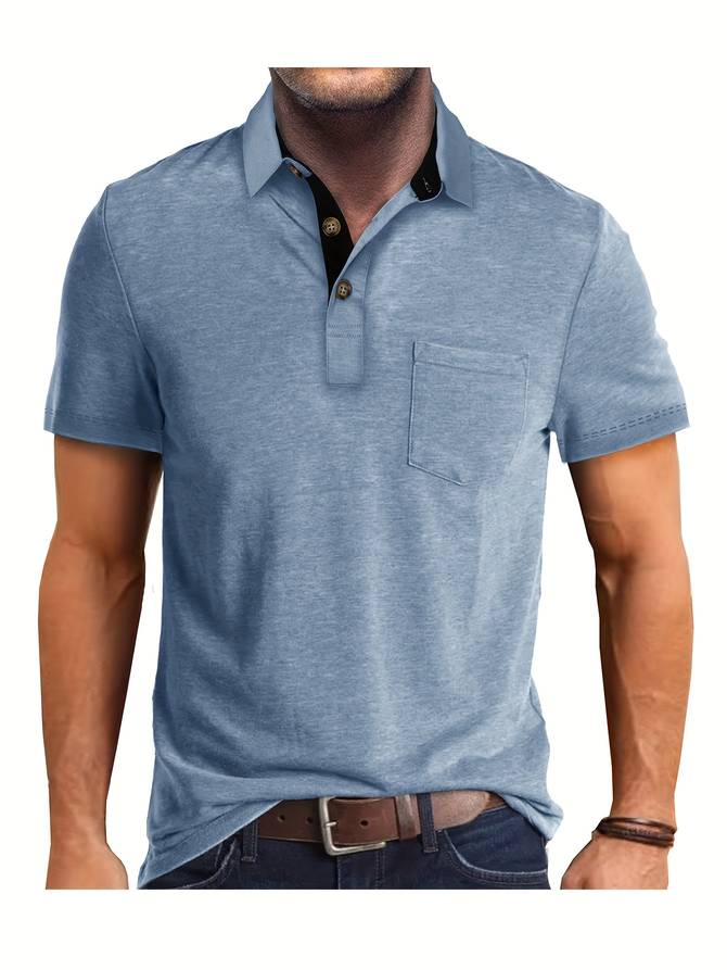 Pánské tričko polo s krátkým rukávem ze směsi bavlny slim fit