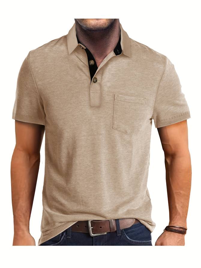 Pánské tričko polo s krátkým rukávem ze směsi bavlny slim fit