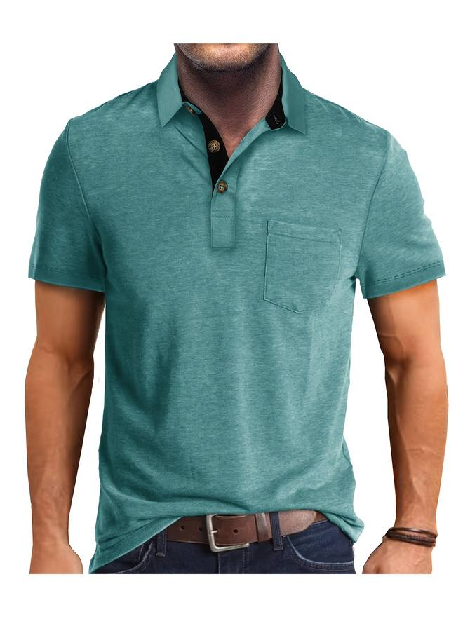 Pánské tričko polo s krátkým rukávem ze směsi bavlny slim fit