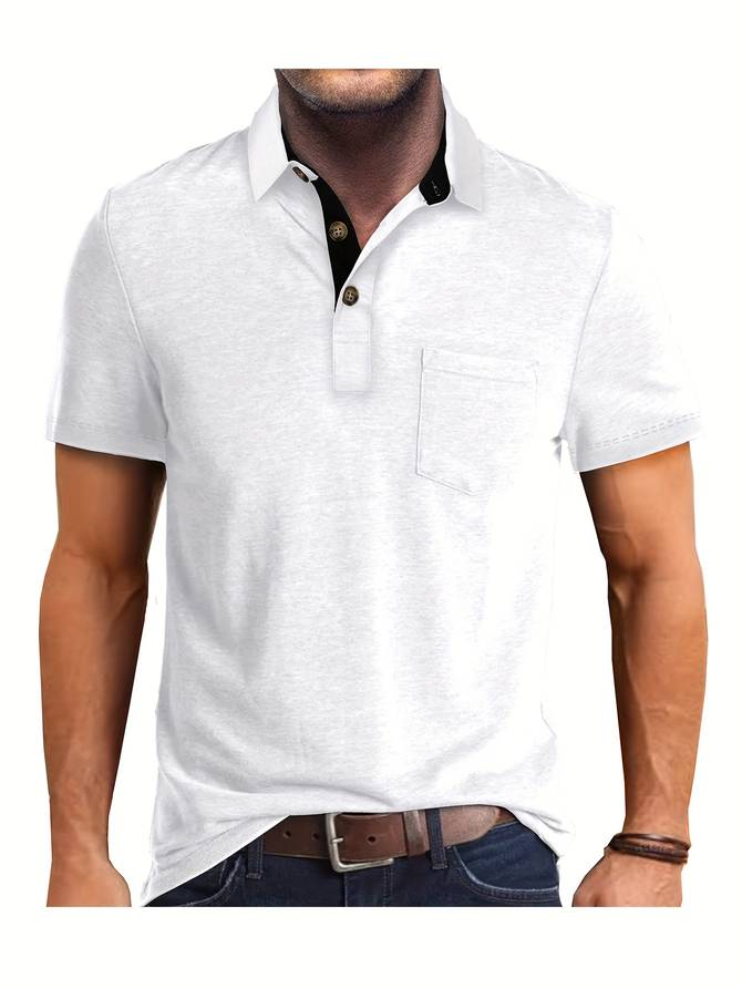Pánské tričko polo s krátkým rukávem ze směsi bavlny slim fit