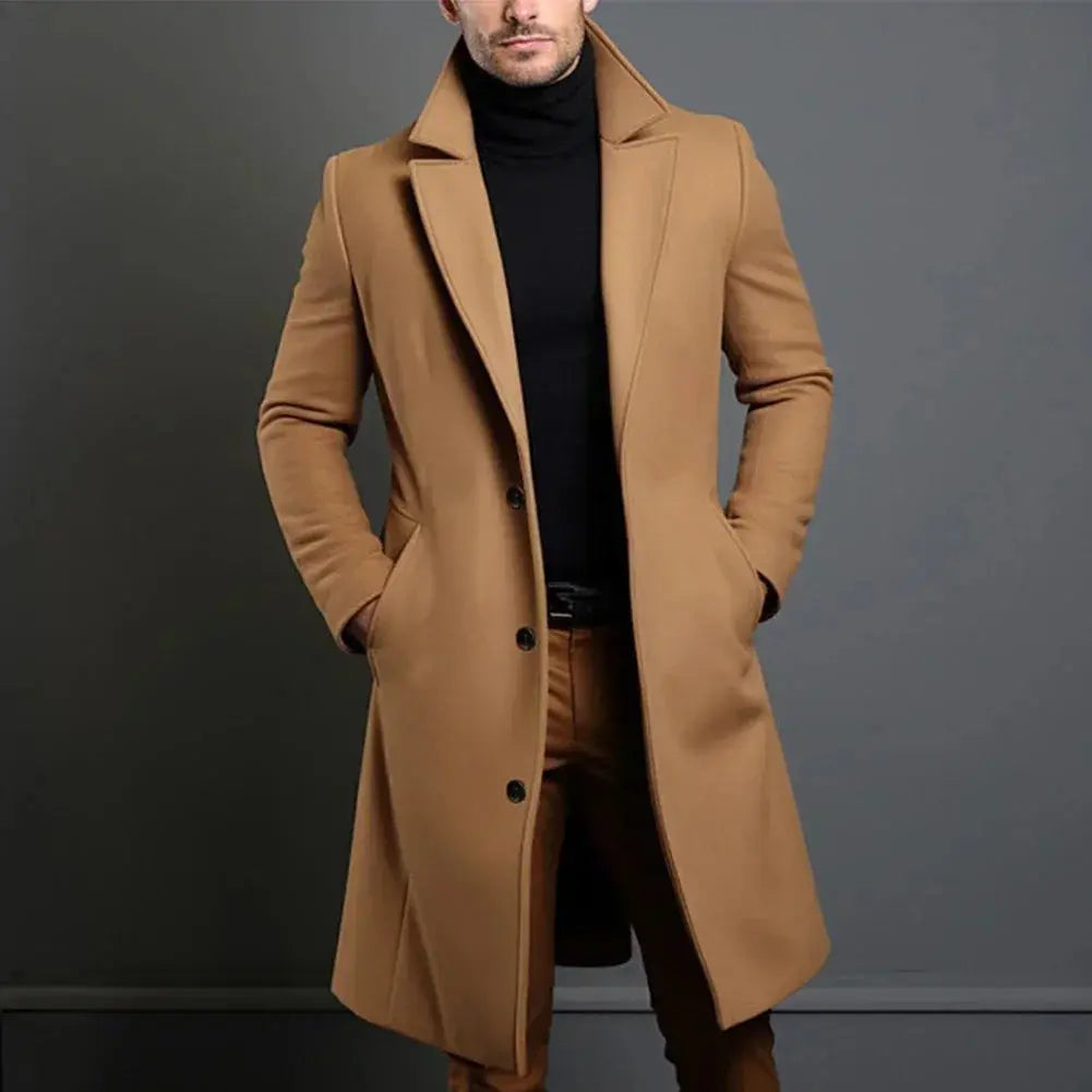 Pánský dlouhý kabát slim-fit