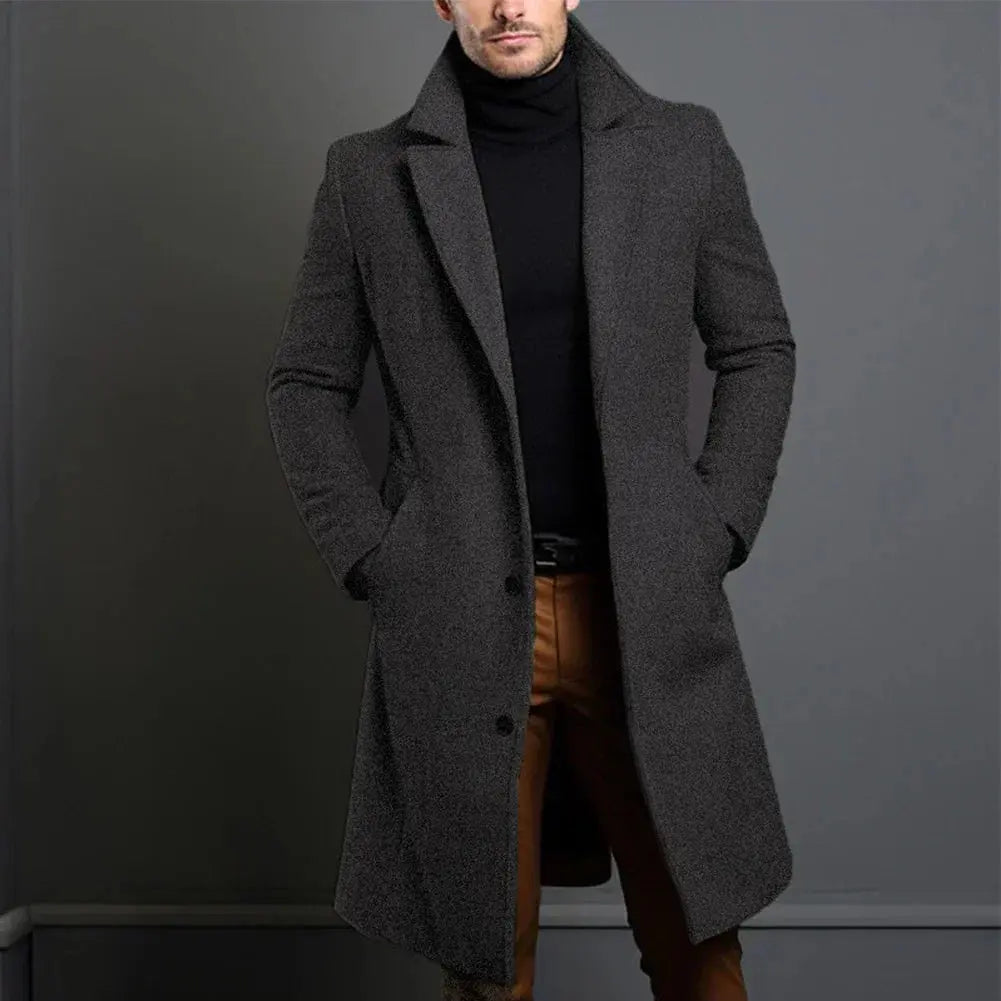 Pánský dlouhý kabát slim-fit