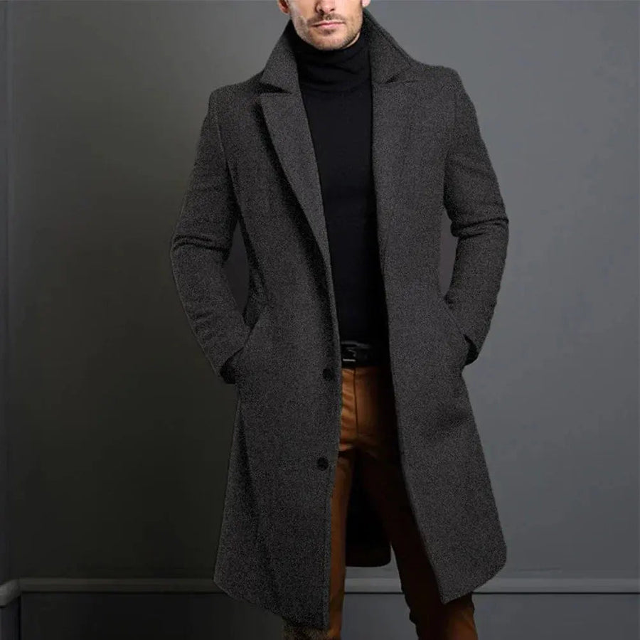 Pánský dlouhý kabát slim-fit