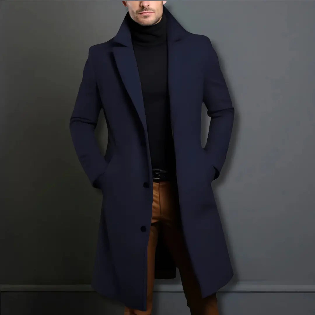 Pánský dlouhý kabát slim-fit