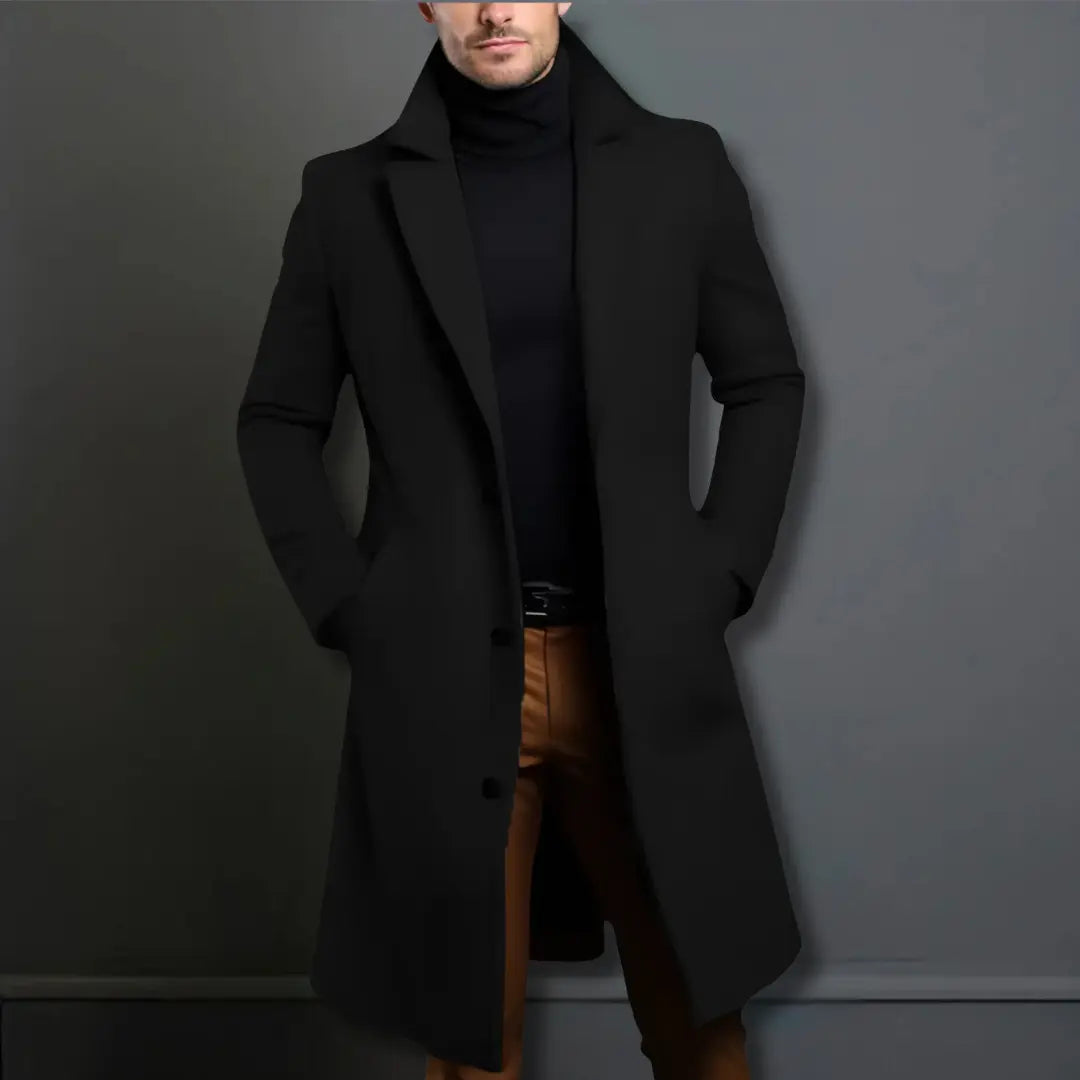 Pánský dlouhý kabát slim-fit