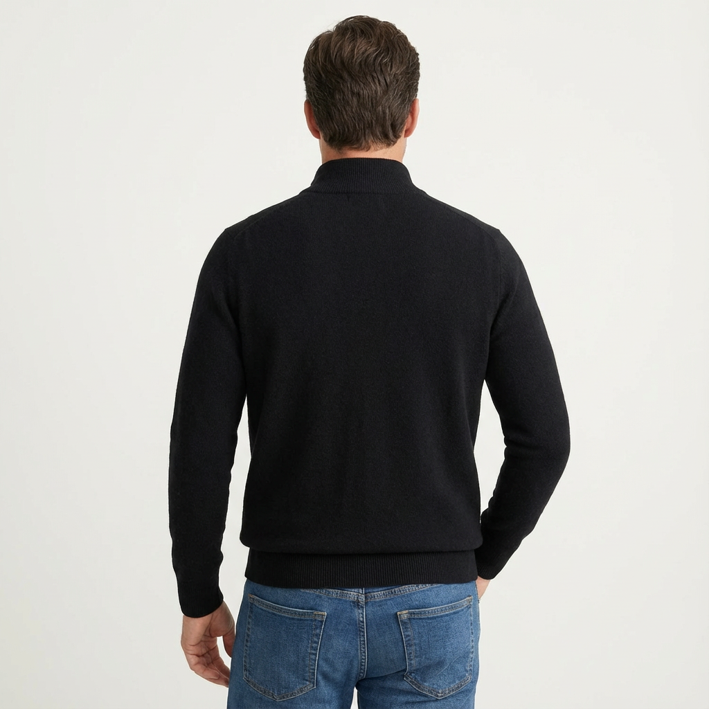 Pánský klasický svetr na krátký zip – všestranný elegantně-neformální pulovr