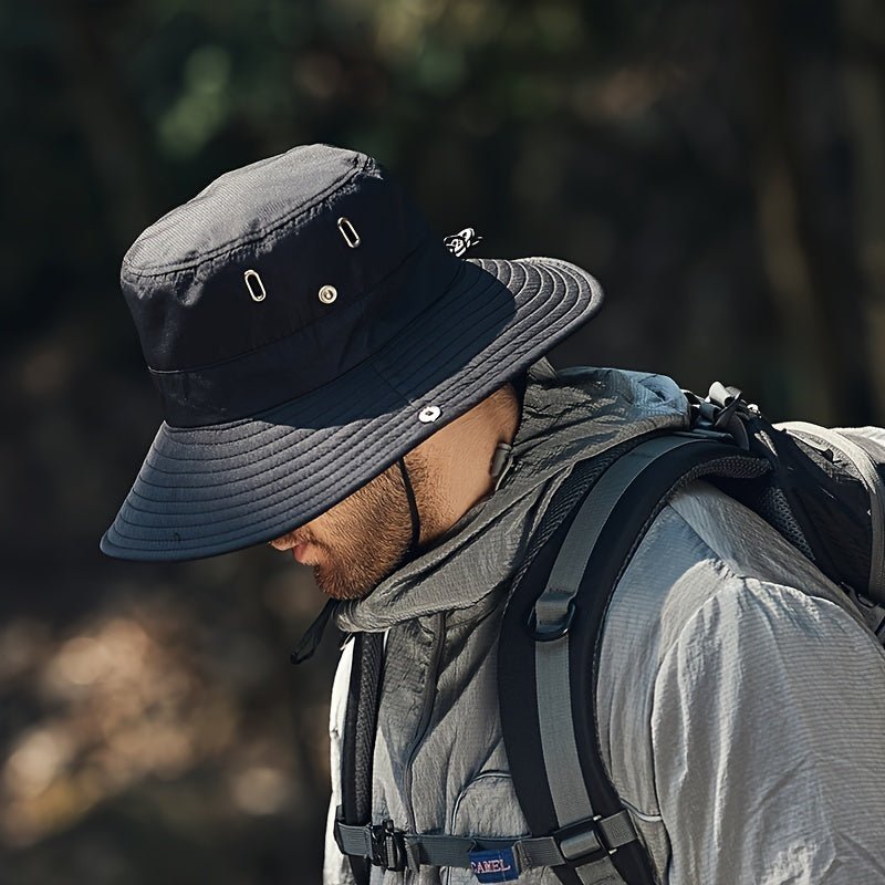 Pánský klobouk proti slunci pro outdoorové aktivity se širokou krempou a odvětráváním