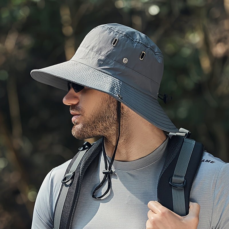 Pánský klobouk proti slunci pro outdoorové aktivity se širokou krempou a odvětráváním