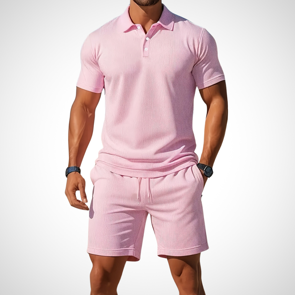Pánský letní bavlněný set polo trička a šortek