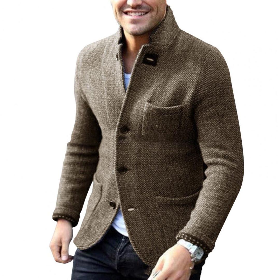 Pánský strukturovaný pletený kardigan ve stylu saka