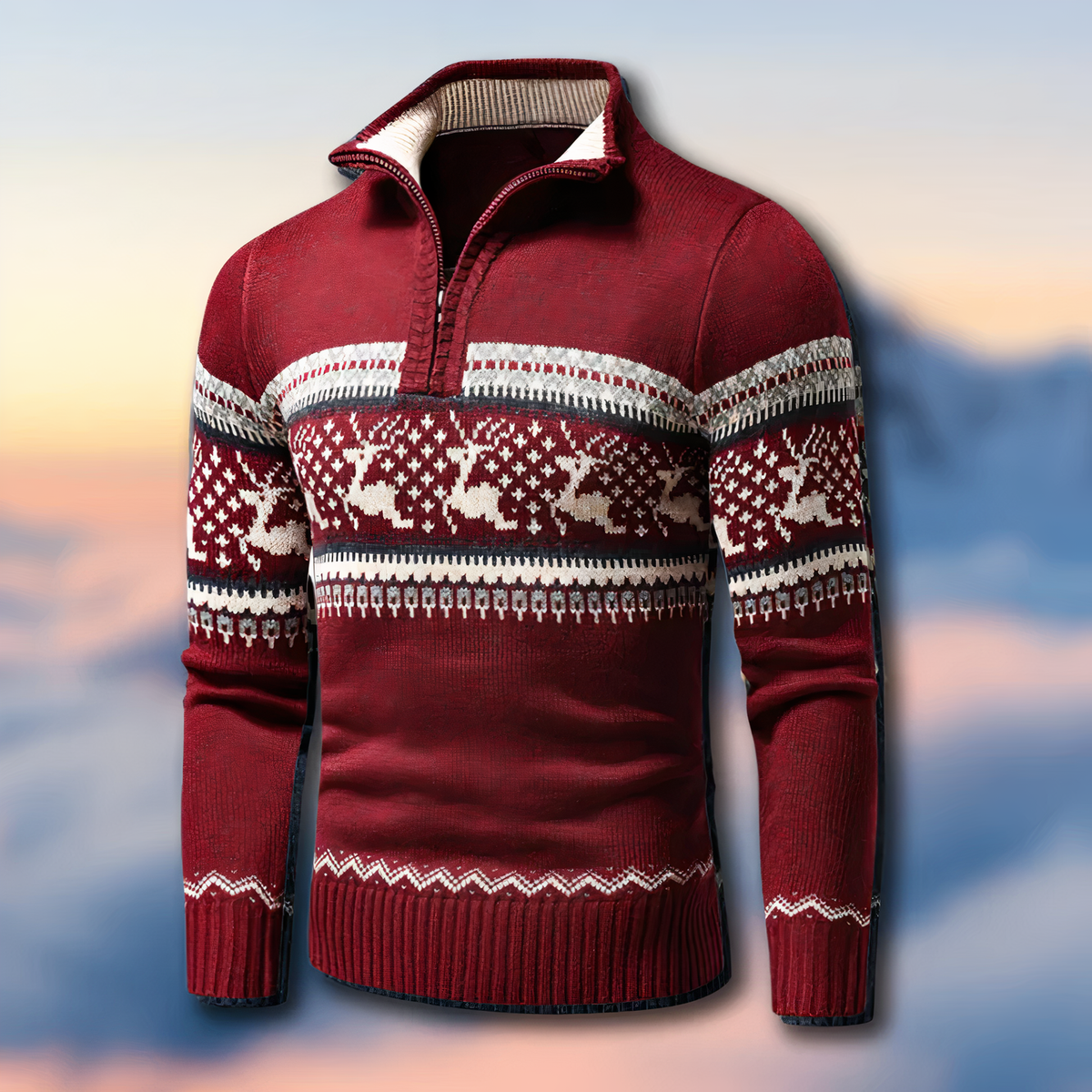 Pánský svetr se vzorem Fair Isle a krátkým zipem