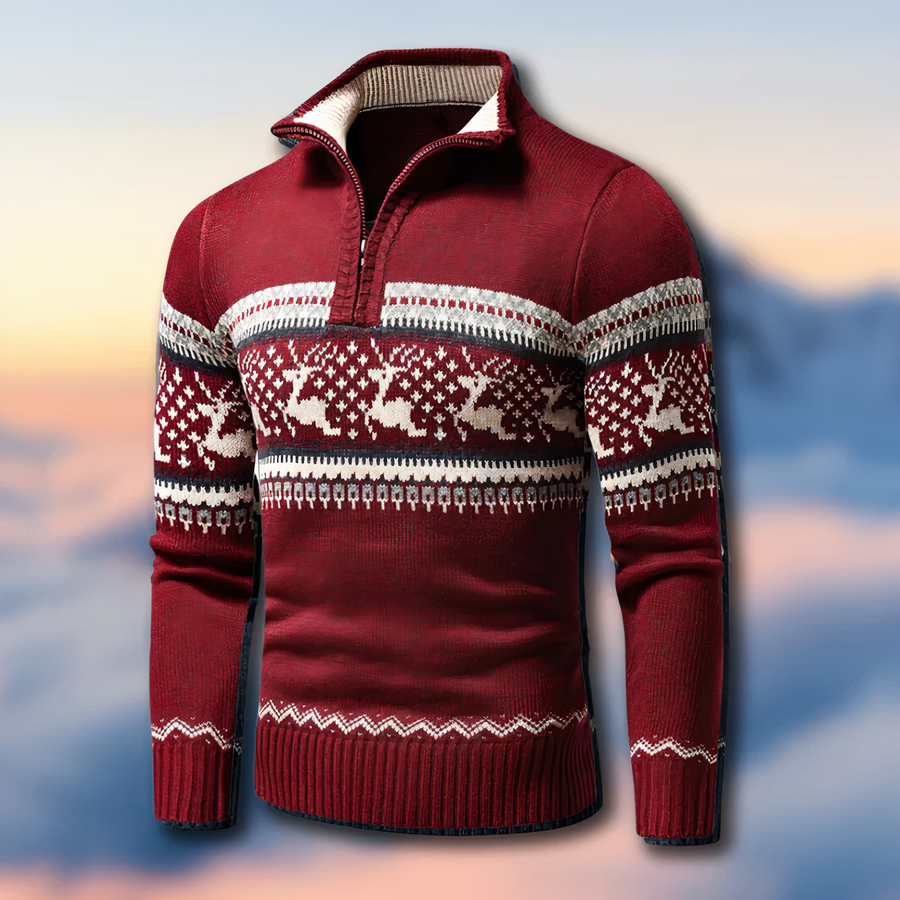 Pánský svetr se vzorem Fair Isle a krátkým zipem