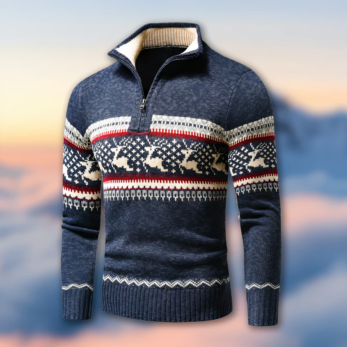 Pánský svetr se vzorem Fair Isle a krátkým zipem