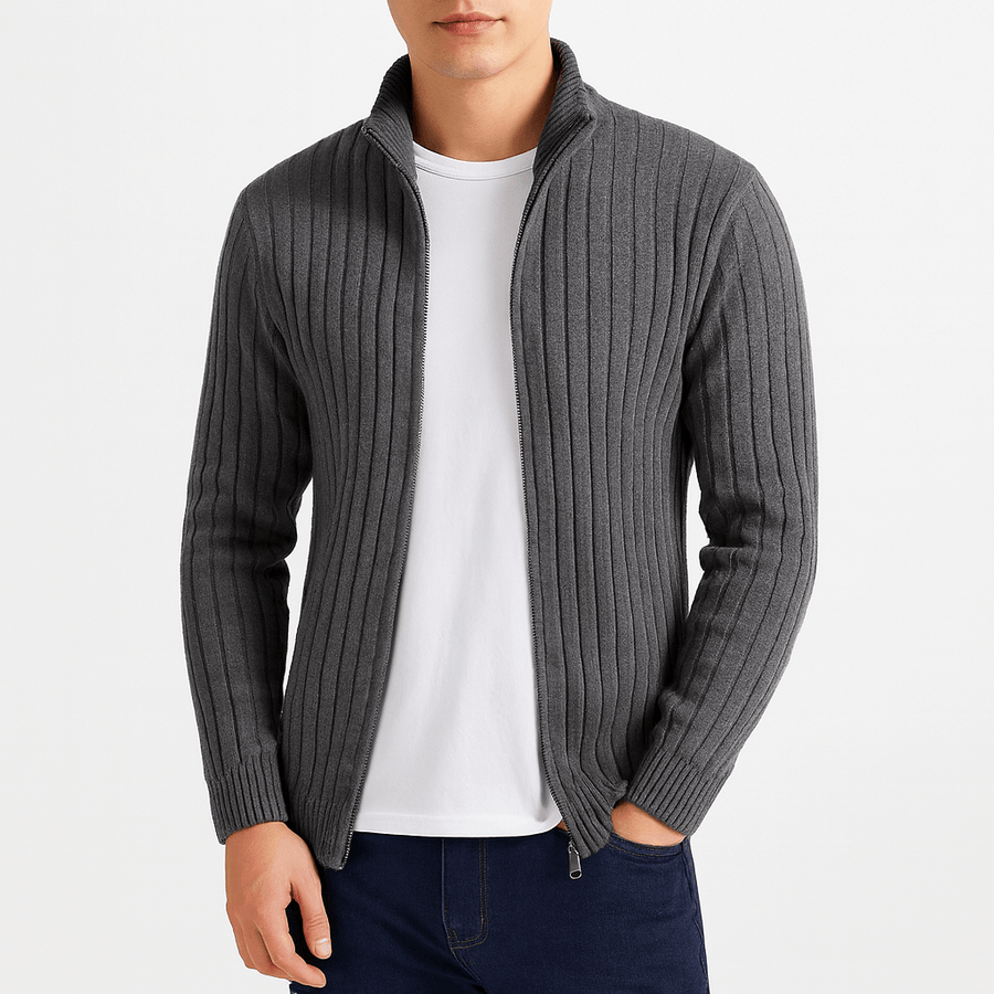 Pánský žebrovaný kardigan na zip