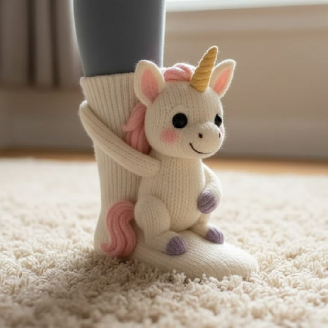 Pohodlné domácí ponožky s objímajícími zvířátky – teplé, roztomilé ponožky s motivem postaviček, unisex univerzální velikost