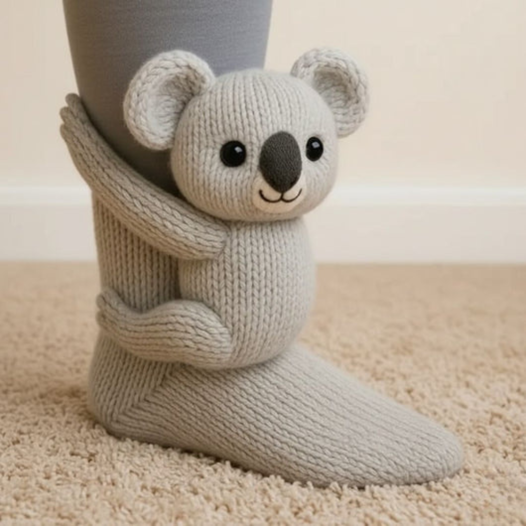 Pohodlné domácí ponožky s objímajícími zvířátky – teplé, roztomilé ponožky s motivem postaviček, unisex univerzální velikost