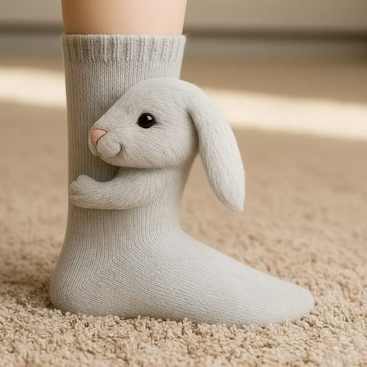 Pohodlné domácí ponožky s objímajícími zvířátky – teplé, roztomilé ponožky s motivem postaviček, unisex univerzální velikost