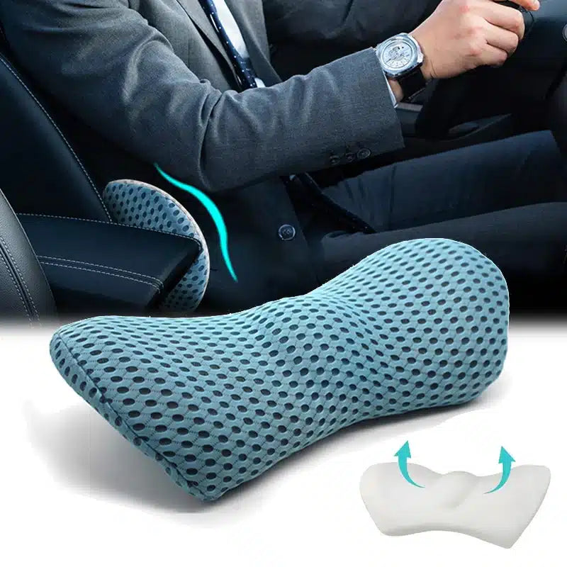 Prémiový bederní opěrný polštář – ergonomická opěrka zad z paměťové pěny do kanceláře, auta a domácnosti