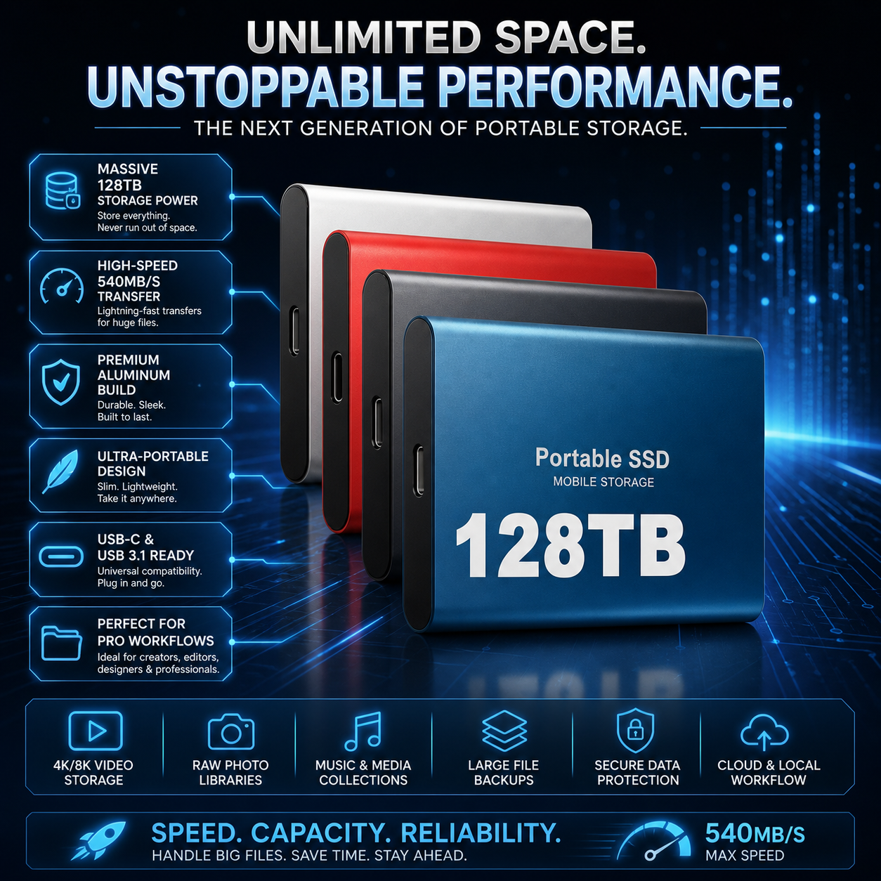 Přenosné externí USB SSD úložiště